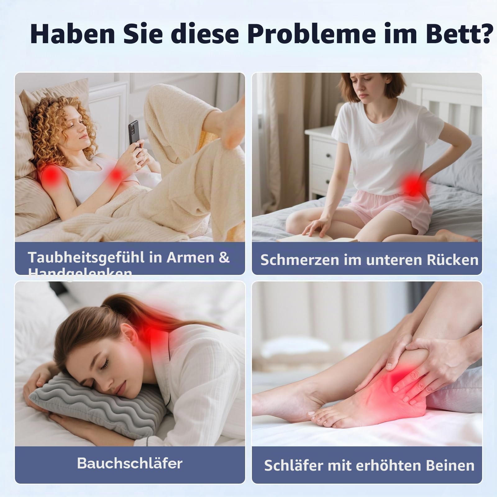 Lendenkissen Kissen für Paare, Keilkissen Lesekissen mit Memory Foam, Rücken Hals Beine Kissen Memory Schaum Ergonomisches, Multifunktionales für Paare Bett und Sofa, Schlafen, Lesen, Sitzen