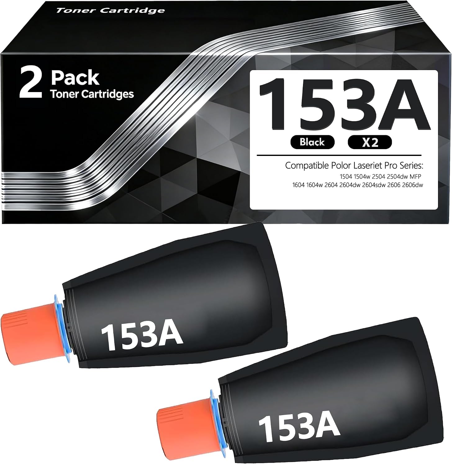 153A W1530A Black Toner Reload Kit 2-Pack, Replacement for HP LaserJet Tank 2504dw 2604sdw 1504 1604 2606dw Printer