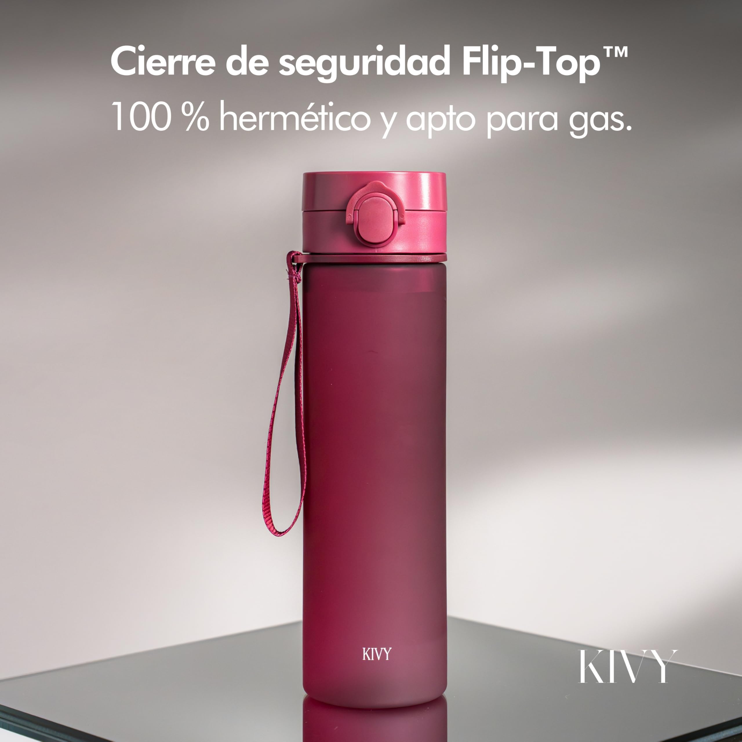 KIVY Botella de Agua Tritan 650ml [CON TAPA ABATIBLE] - Water Bottle para Niños & Adultos - Sin BPA - Garrafa Apto Lavavajillas - Cantimplora para Gimnasio, Deportiva, Oficina y Escuela - Verde — view 20