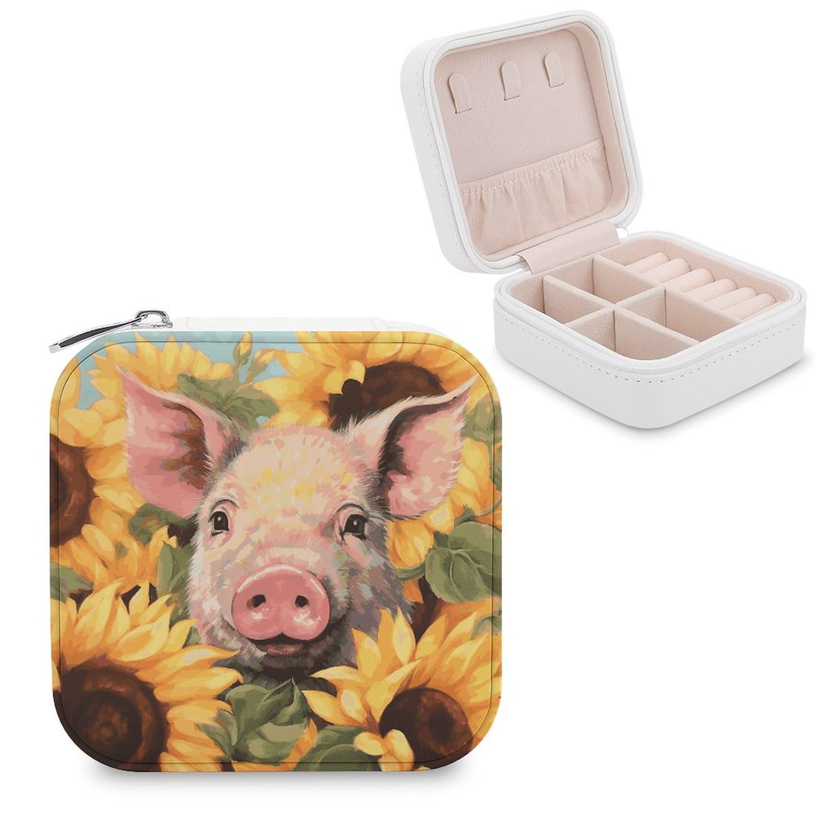 FekiLoot Smiling_77725070 Jewelry Box Exquisite Jewelry Organizer Silver Gold Trinket Storage Case Multi Compartments Cute Earrings Ring Necklace Holder For Woman Household Gift