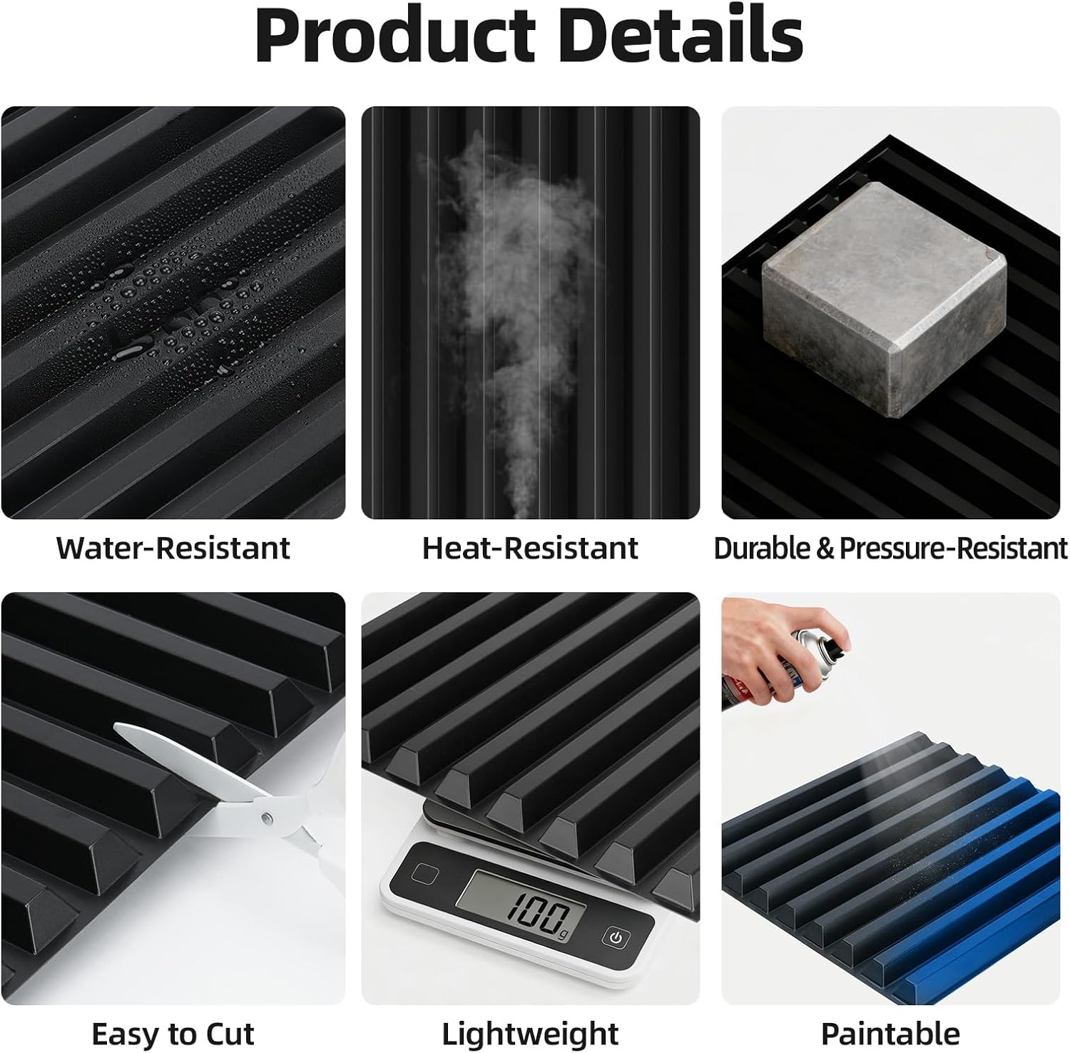 WADILE 30 Pack 3D Wall Panels Peel and Stick, 11.8"x11.8" Black PVC Decorative Wall Panels for Interior Wall Decor, Living Room, Bedroom, TV Background, Gaming Room, Home Wall Art, Black