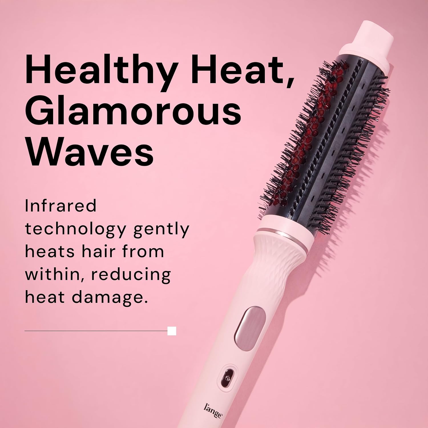 L'ANGE HAIR GlamWave Infrared Thermal Ionic Brush | 38mm Heated Round Thermal Brush for Volume and Curls | Reduces Frizz | Adds Shine | Smooth Styling Tool for All Hair Types (Blush) - Image 2