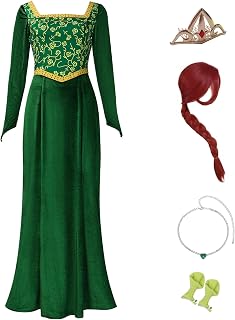 Princess Costume Dress for Women Long Sleeves Green Velvet Gown Elegant Party Dress