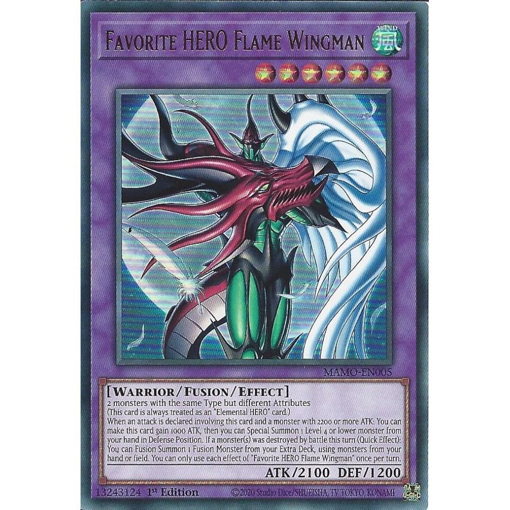 MAMO-EN005 Favorite HERO Flame Wingman : Ultra Rare Card : 1st Edition : Jaden : Polymerization : Wingman & Burstinatrix Fusion