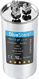 [UL Certified] 40+10 uf 40+10 MFD 370-440VAC ±5% Volts Round Run Start Capacitor Electric Replacement Part by BlueStars - Exact Fit for HVAC, Air Conditioners, Heat Pumps