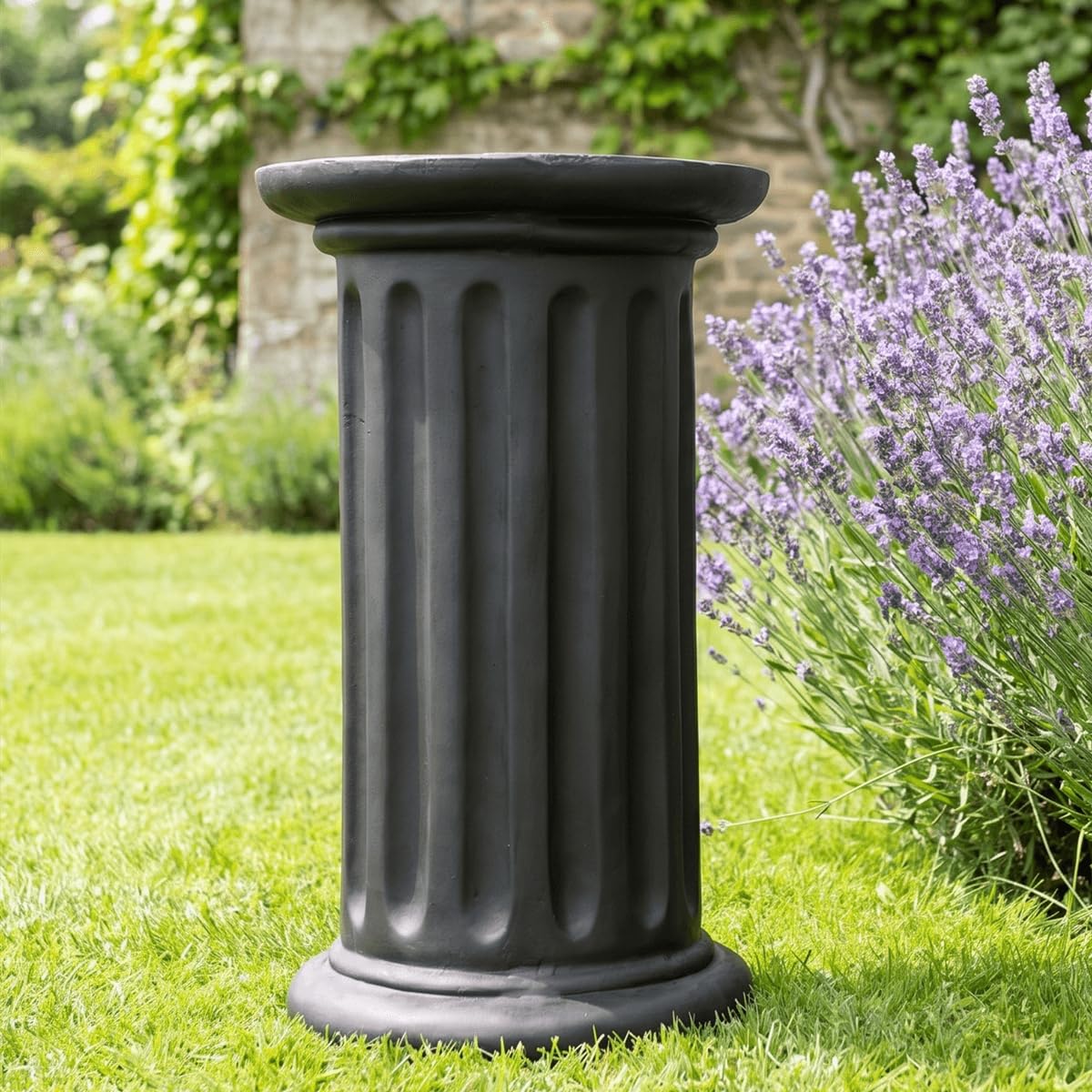 Outour Black 26" H Fluted Doric Column Statue Pillar Pedestal Stand