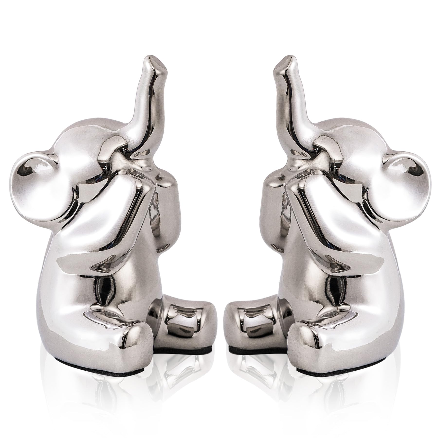 SURE YUESI Loving Pair of Small Silver Elephant Statues Silver Home Decor Modern Boho Style Figurine Decorative Ornaments for Living Room, Bedroom, Office Desktop, Cabinets, Shelf
