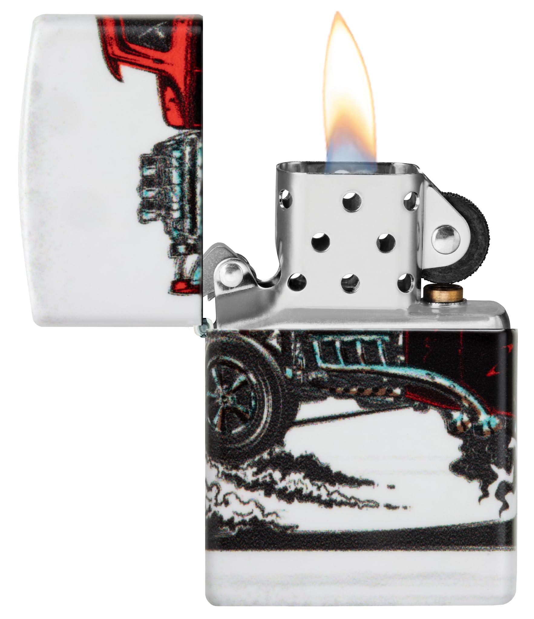 Zippo Sturmfeuerzeug - Hot Rod, 540°, Color Image - Nachfüllbar - Wiederverwendbar - Windfestes Design - Geschenkbox - Made in USA