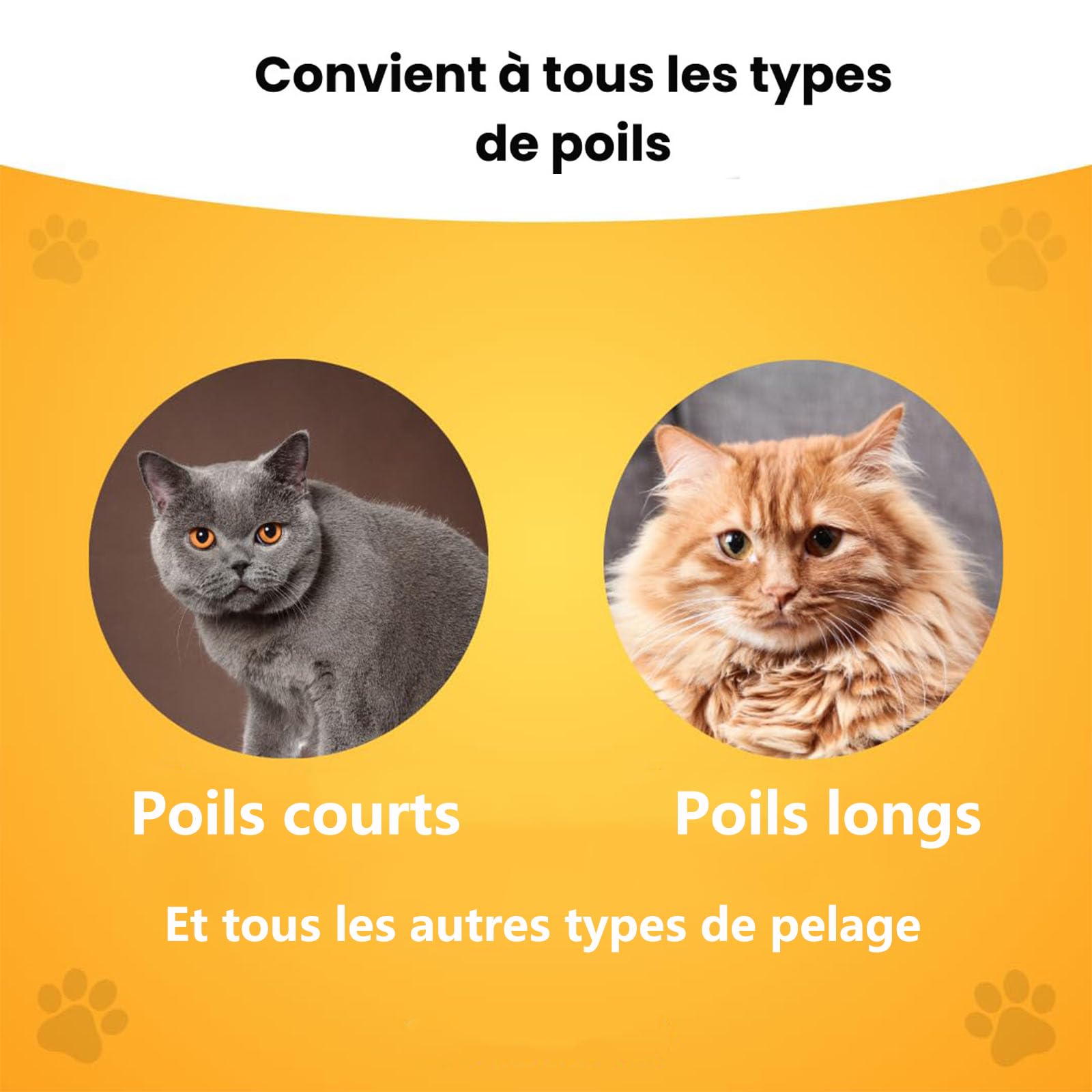 chat peigne, 2025 brosse anti-poils mort –peigne anti puces douce, efficace et autonettoyante, idéale pour poils longs et courts (Jaune)
