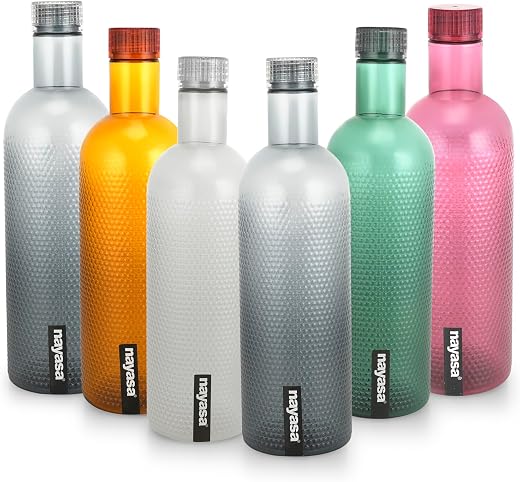 Nayasa Turtle Plastic Water Bottle | 1000ML Each | Set of 6 | BPA-Free, Leak-Proof, Airtight Cap | Durable & Reusable for ...