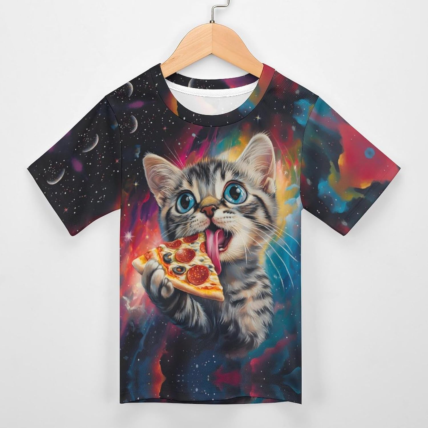 Boys Girls 3D Cat Graphic Printed T-Shirt Kids Summer Cool Crewneck Short Sleeve Tees - Image 3
