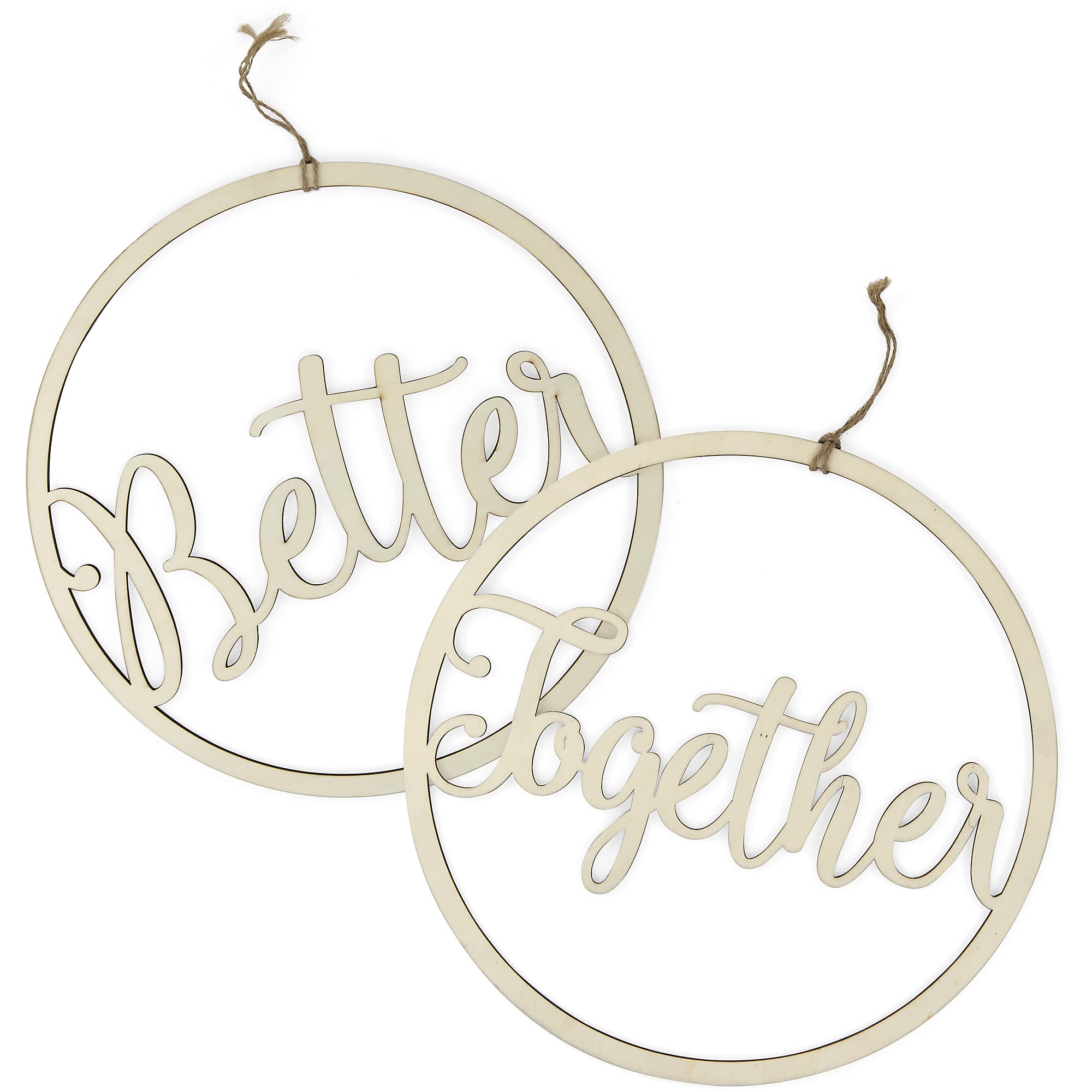 Simplicity Better Together Holzschilder für Hochzeiten, 34,3 cm Durchmesser, braun, 2 Stück