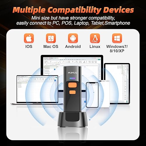 Miniatura 8 de Escáner de código de barras inalámbrico Mini Bluetooth 1D 2D QR Escáner de código de barras 3 en 1 Bluetooth y 2.4G y cable USB lector de código de