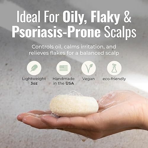 Miniatura 6 de Peppermint Breeze - Barra de champú, limpiador de cabello sólido vegano con menta refrescante, para cabello graso, caspa y psoriasis, cero residuos,