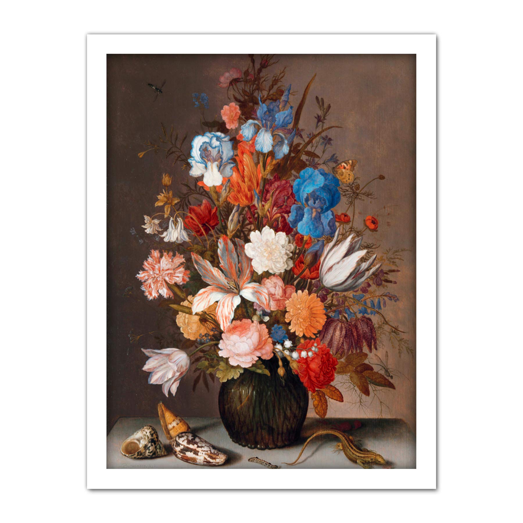 Artery8 Balthasar Van Der Ast Still Life Flowers Painting Artwork Framed Wall Art Print 18X24 Inch