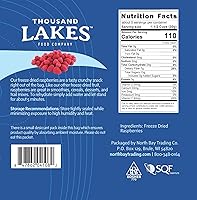 Vista 2 de Frambuesas liofilizadas Thousand Lakes - Fruta liofilizada - A granel 5.6 onzas Sin azúcar añadida 100% frambuesas enteras