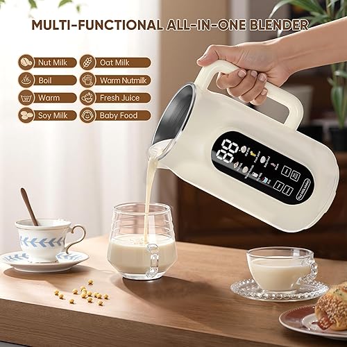 Miniatura 7 de Licuadora para hacer leche de nuez 8 en 1, 41 onzas, hace soja casera, almendras, avena, leche de coco, bebidas a base de plantas, pasta de arroz,