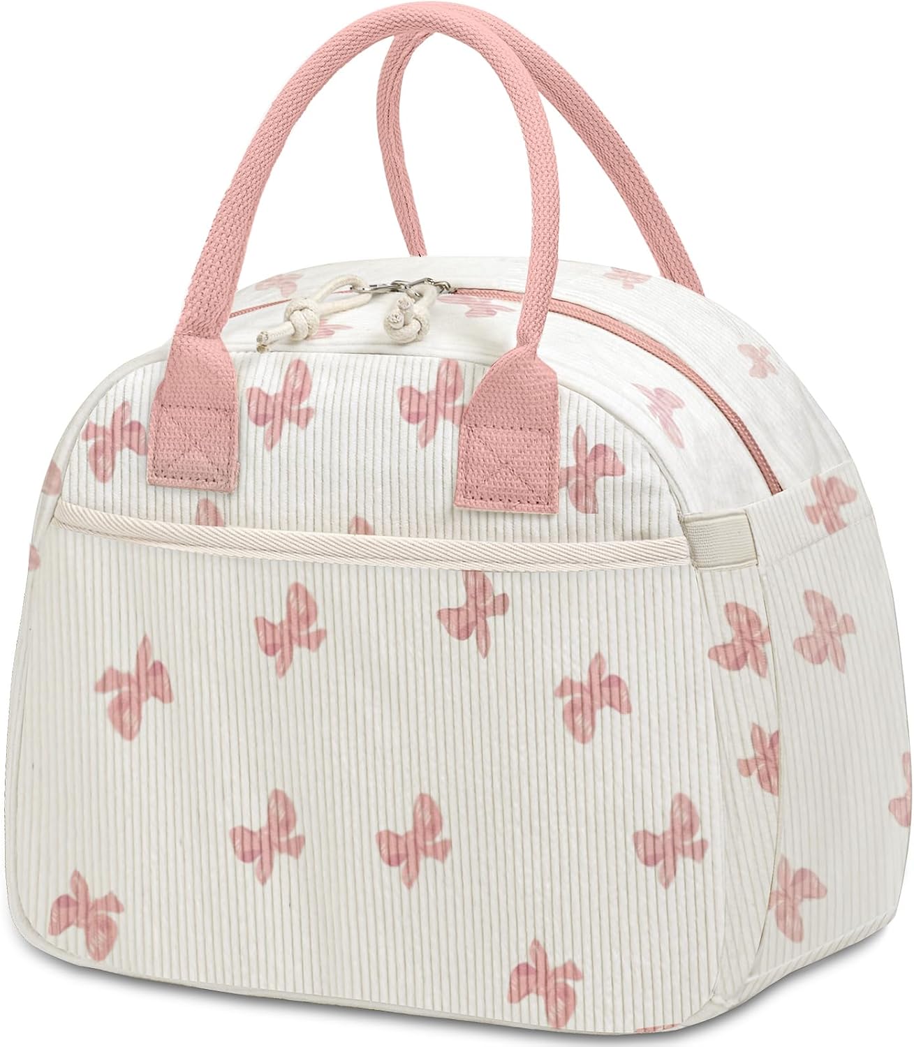 Lunch Box for Women, Insulated Lunch Bag Cute Corduroy Lunchbag Reusable Lunchbox for Work (bow pink) - Image 9