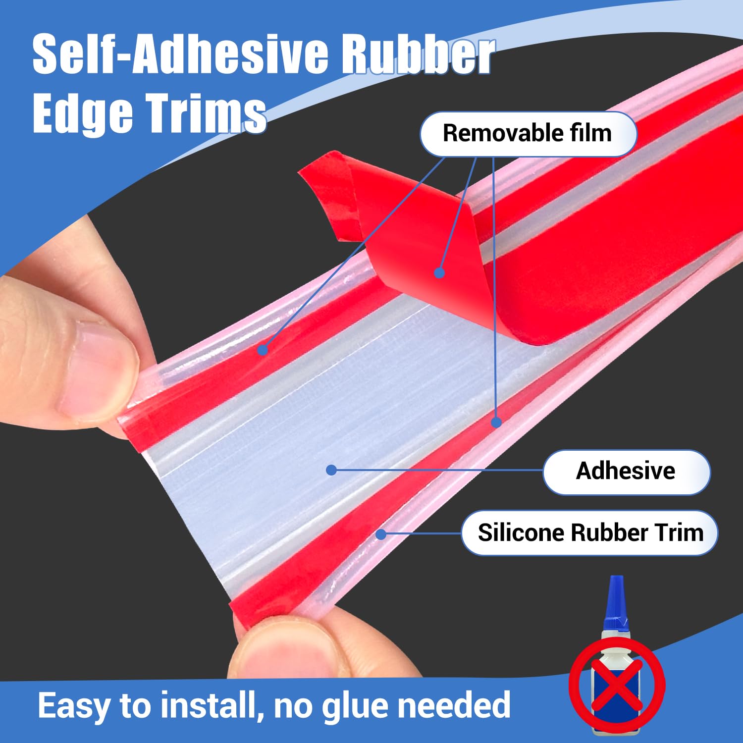 Borde de goma transparente, protector de bordes autoadhesivo transparente para metal, madera, contrachapado, vidrio, silicona, protectores de borde con canal en U de 10 mm, 6 m