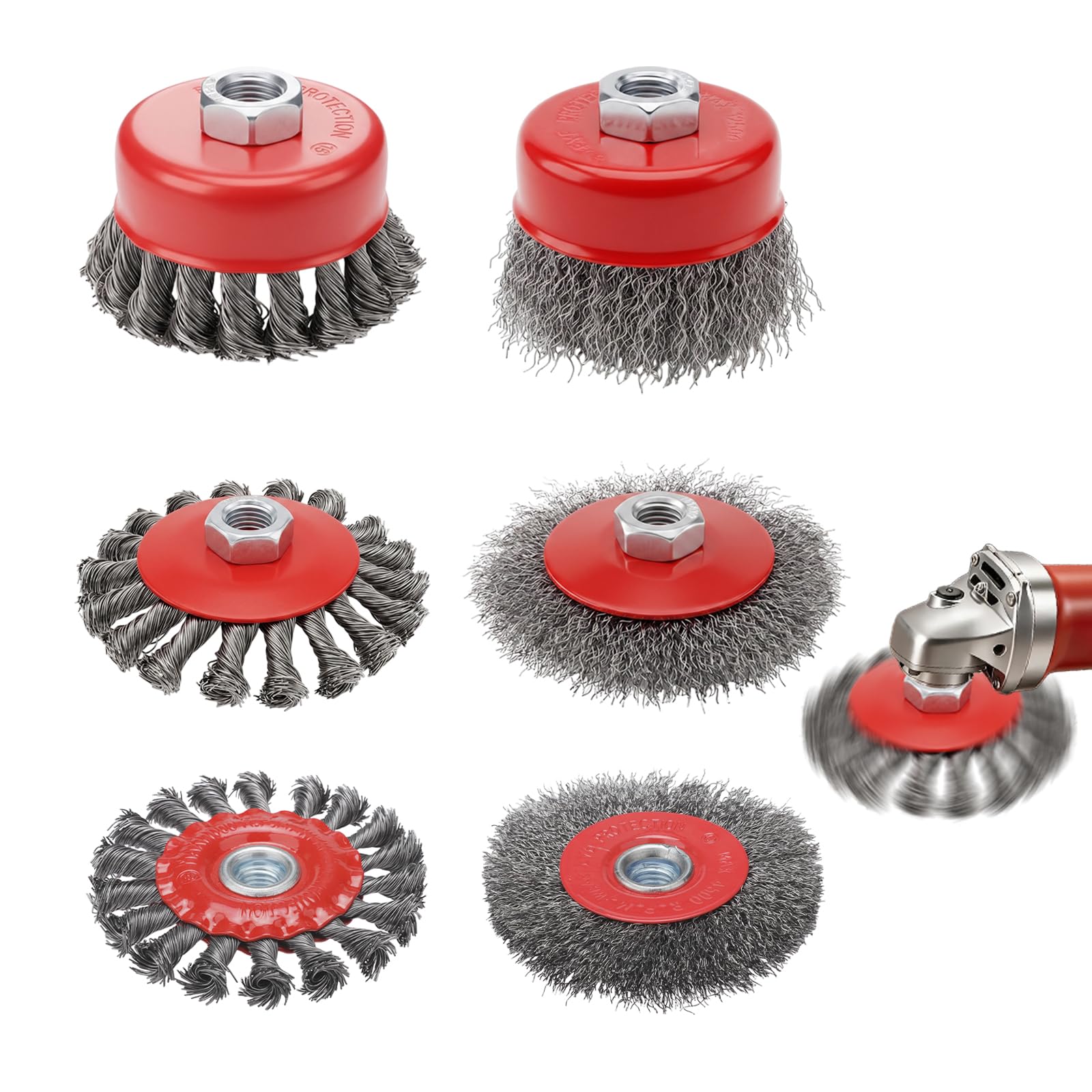 6 Pcs Angle Grinder Wire Brush Set for Angle Grinder