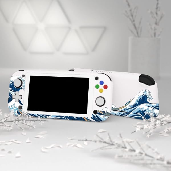 PlayVital ZealProtect Hülle für Nintendo Switch Lite,Case Hülle Schutzhülle Tasche Zubehör,Ergonomische Grip Joycon mit Schutzfolie&Joystick-/Tasten-Kappen für Switch Lite(Welle) - 3