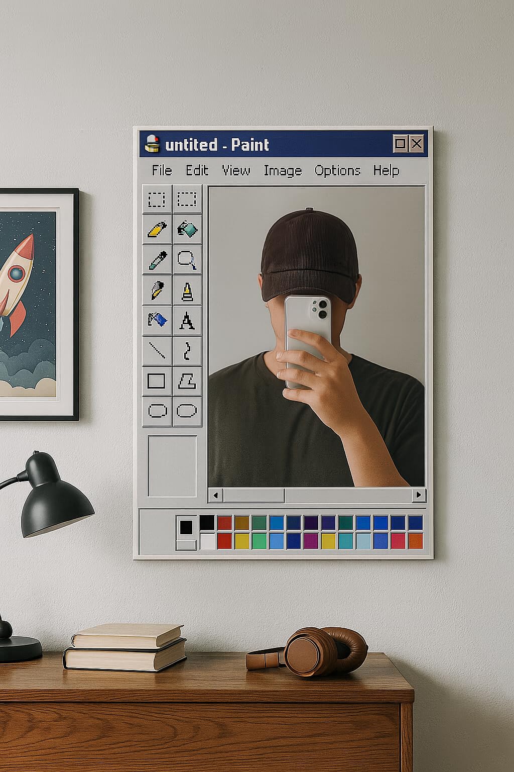 Retro Paint Mirror - MS Paint Inspired Wall Art -4 Retro Paint Mirror - MS Paint Inspired Wall Art -4