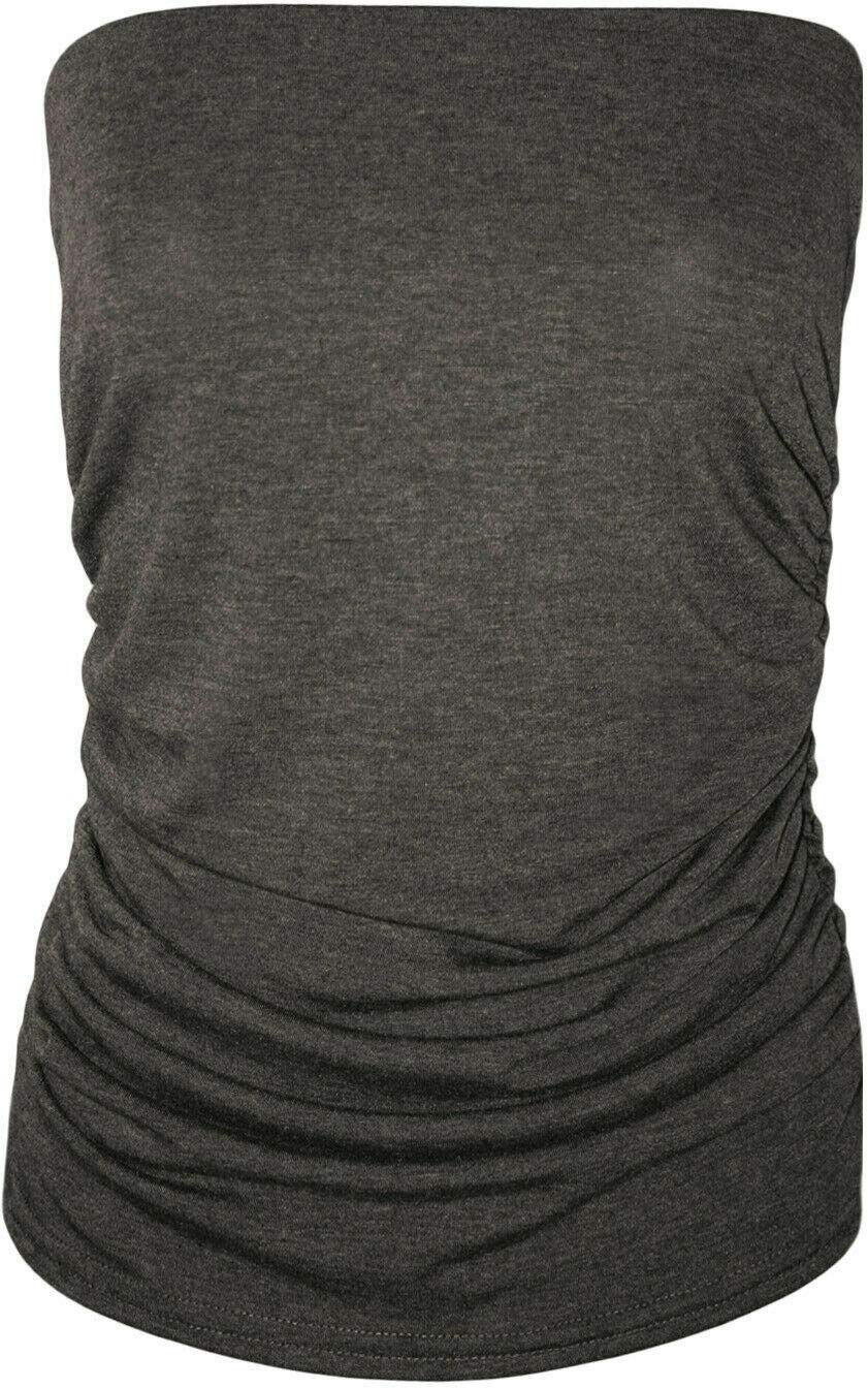 Ladies E-COMMUNICATIONZ Boob Tube Bandeau Strapless Sleeveless (Charcoal, XXL (UK 18-20))