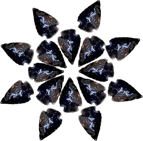 Miniatura 4 de Punta de flecha de obsidiana negra de 2 pulgadas con bolsa de transporte, cristal natural y piedra curativa, cabeza de flecha de roca de pedernal,