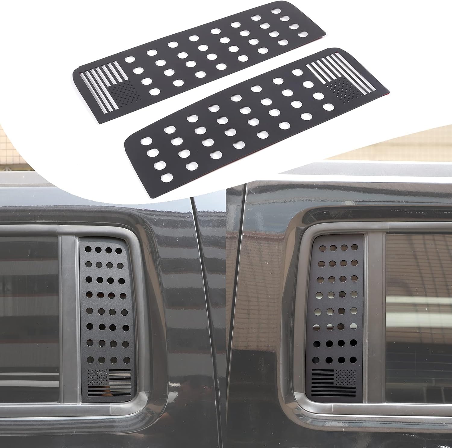Lcojicep Rear Door Side Window Trim Cover Compatible with Hummer H3 2005-2009, Car Rear Window Glass Panel Protective Cover，Rear Door Side Window Louvers Decorative Accessories (Style B)