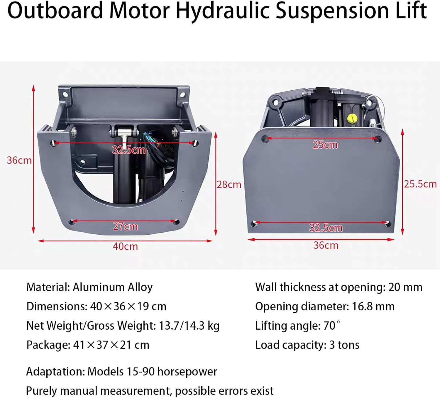Outboard Hydraulic Suspension Motor Lift Compatible with Mercury Yamaha Suzuki Honda Parsun Hidea Outboard 10-90HP