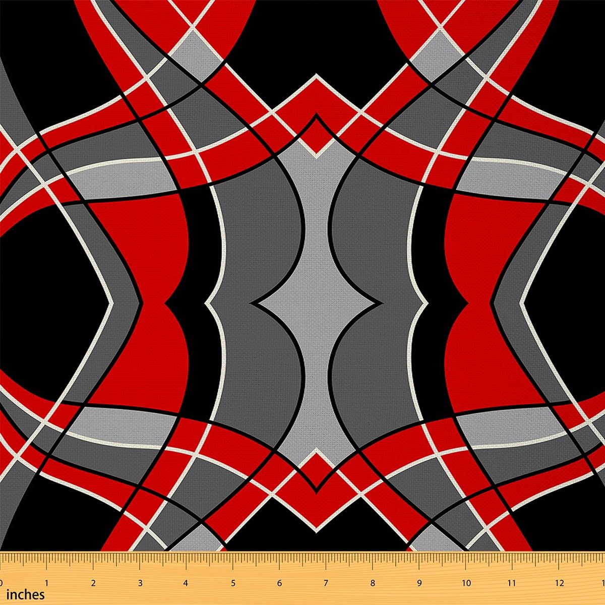Red Black White Fabric by The Yard Geometric Upholstery Fabric for Chairs Modern Art Waterproof Outdoor Fabric 3 Yards (L276*W150cm)