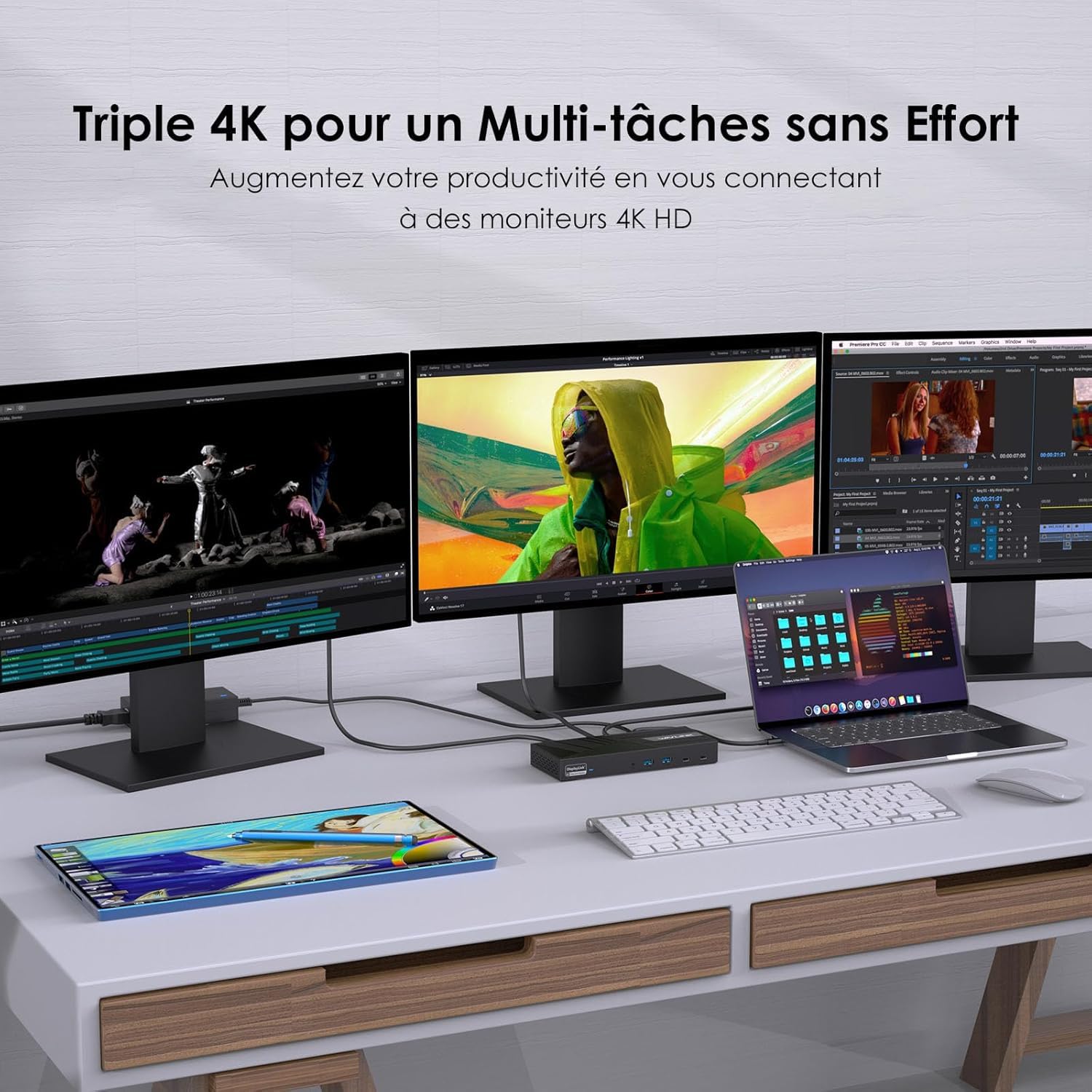 WAVLINK 15-in-1 DisplayLink Dockingstation USB-C, Kompatibel mit MacBook Neo, Triple 4K Monitore (3X HDMI + 2X DP), 100W PD, 10 Gbit/s, Gigabit LAN, Audio/Mic, für Windows & Mac (inkl. M1/M2/M3)