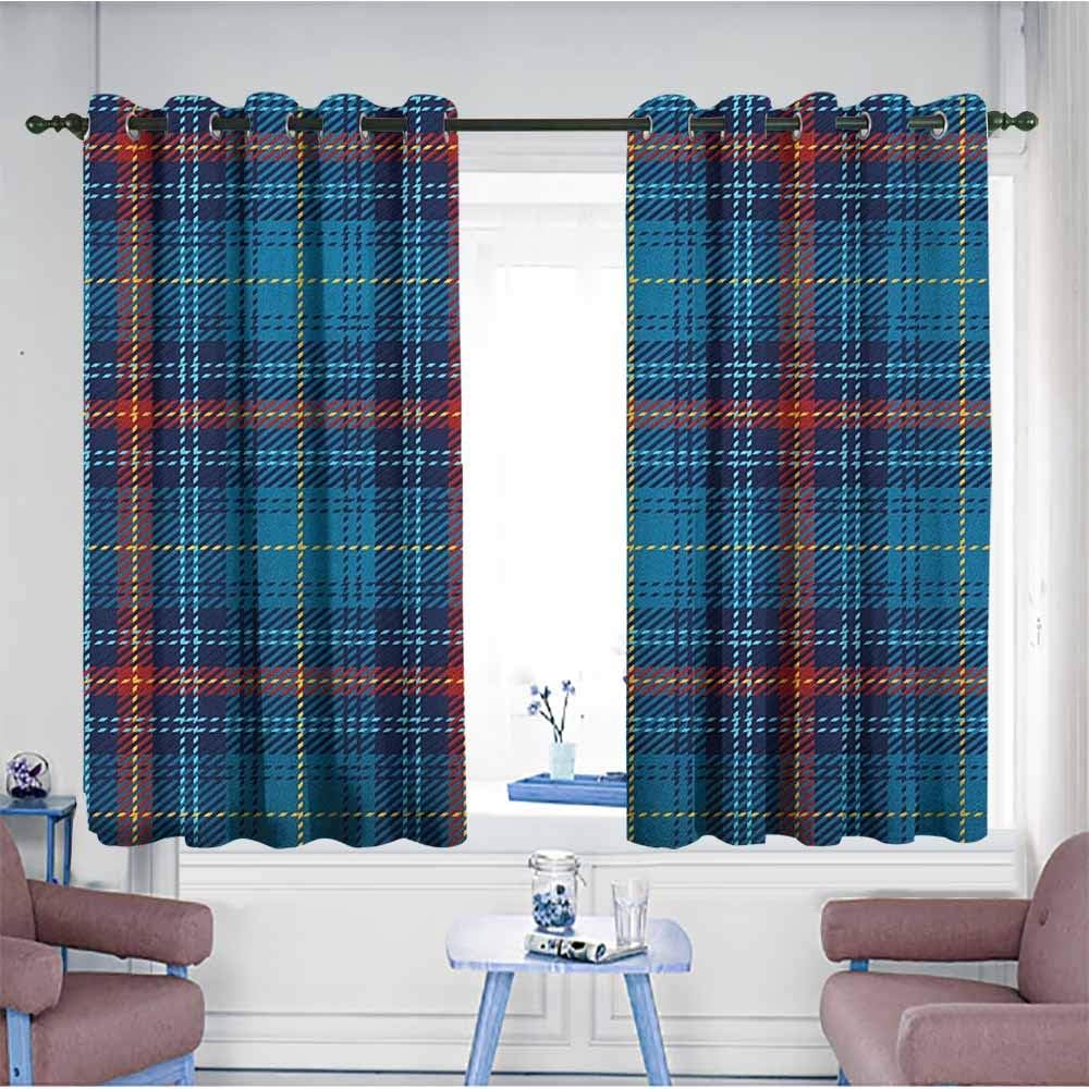 HOMEDD Home Curtains,Checkered Cultural Pattern with Thin Lines Irish