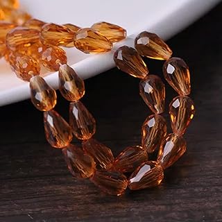 Lote de 30 Cuentas Sueltas de Cristal facetadas en Forma de lágrima de 12 x 8 mm, n.° 105, Color marrón