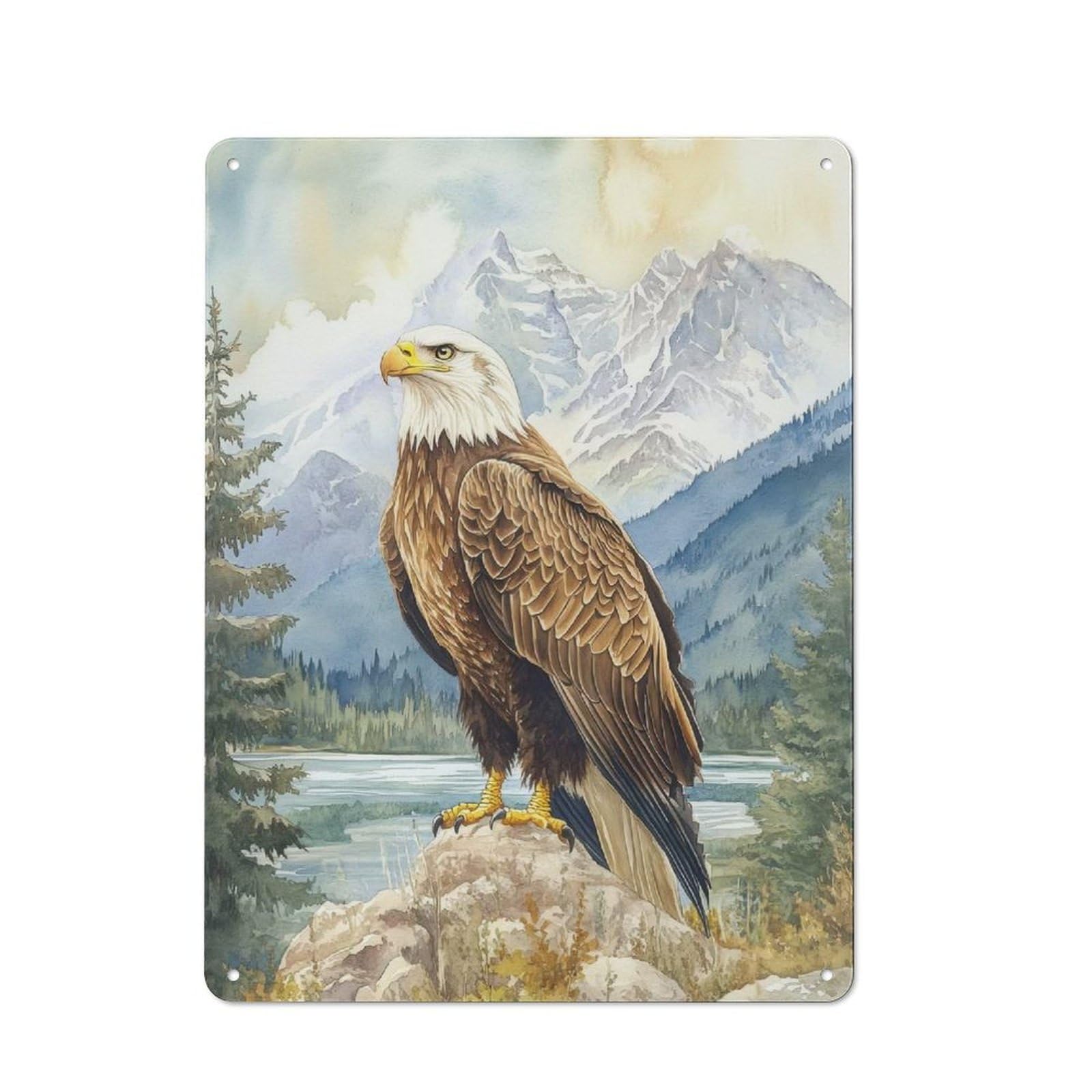 Junmoney Bald Eagle Mountain View Retro Metal Plaque 40X30cm For Lounge Or Reading Corner, Suited To Lounge Decor Fans