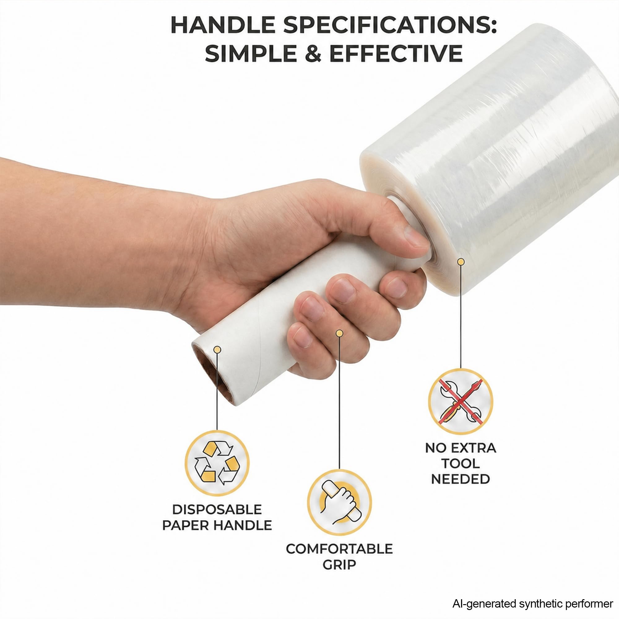 Lot de 2 rouleaux de film plastique extensible de calibre 80, 12 cm x 254 m, avec poignées, parfait pour les petits articles, les déménagements et les meubles