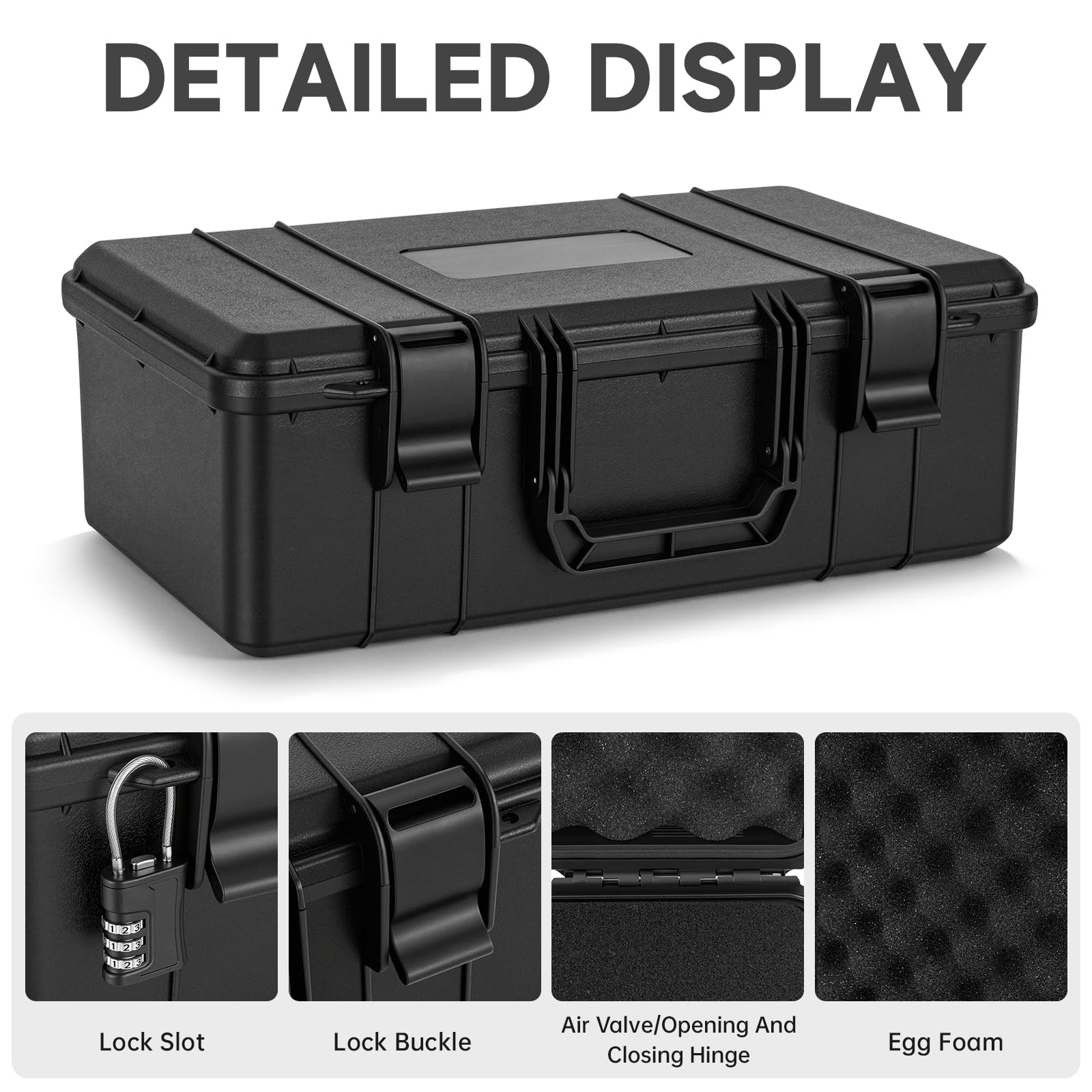 TORIBIO Funda rígida para micrófono, drones, cámara, equipos, estuche de almacenamiento portátil, caja dura de espuma precortada, caja de seguridad anticaídas para viajes, excursiones de mano, 17 x 10