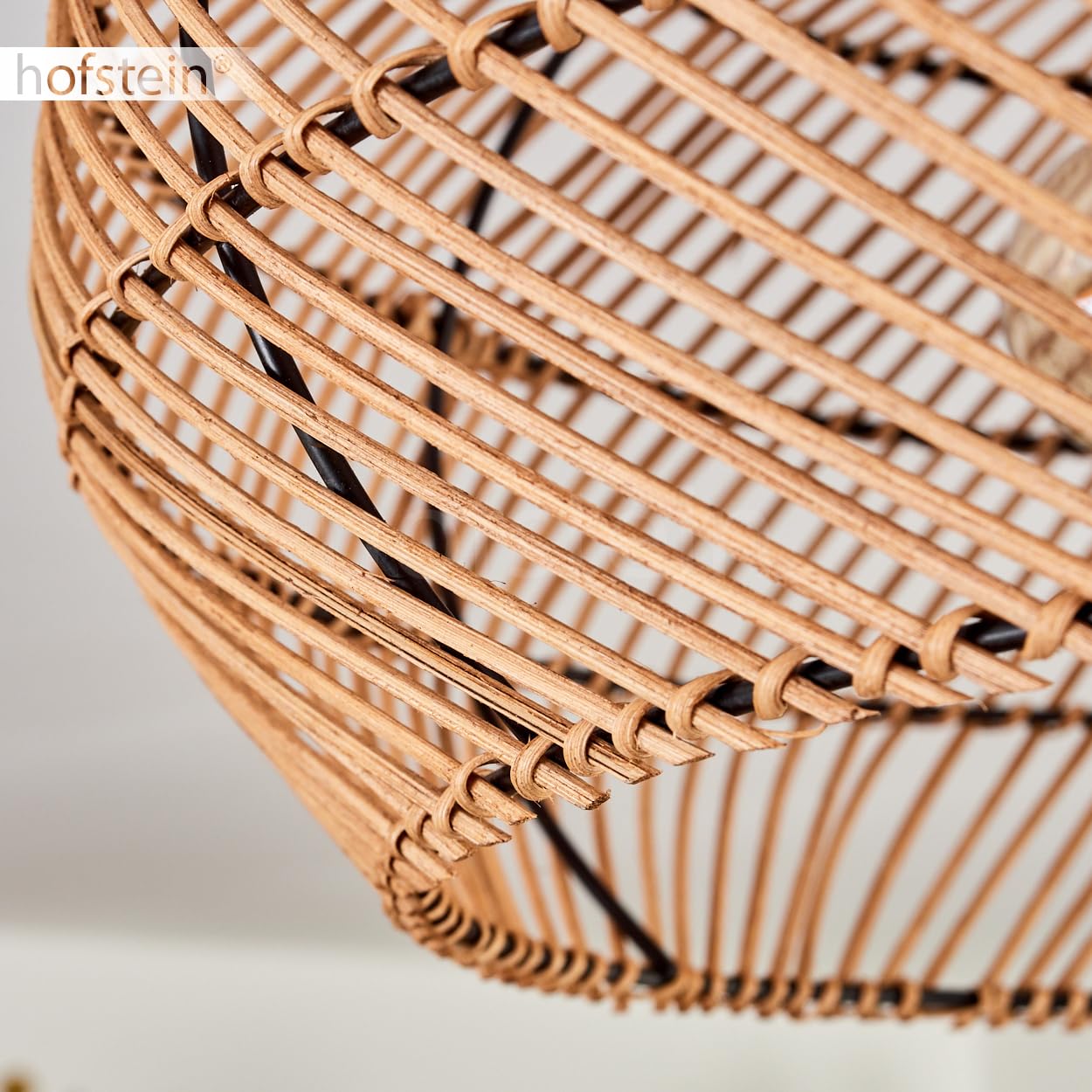 Lampa sufitowa Brandala, nowoczesna lampa sufitowa z metalu/rattanu w kolorze czarnym/naturalnym, lampa sufitowa w stylu boho ze wspaniałym efektem świetlnym na suficie, Ø 50 cm, 3-żarówkowa, 3 x E27,