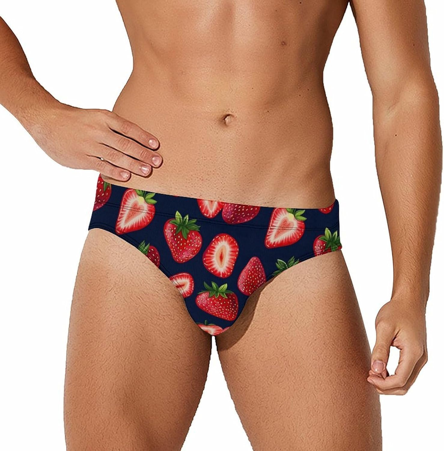 Strawberry Men's Swimsuit Brief Sexy Bikini Briefs Retro Printed Swimwear Quick Dry Swimming Trunks 3X-Large