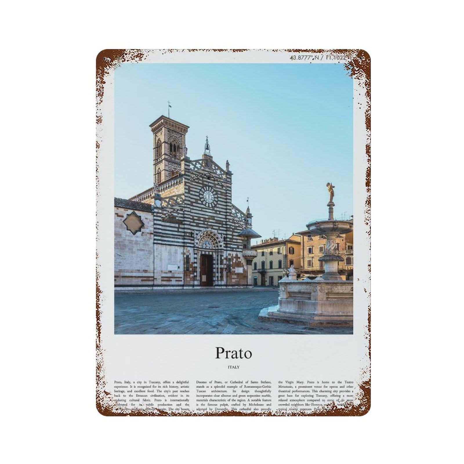 xiaoxiaoshen Prato Italy City Scenery Wall Decor Art Metal Tin Poster Modern Home Decor Art Home Bar Shop Decorations Vintage Sign 40x30cm