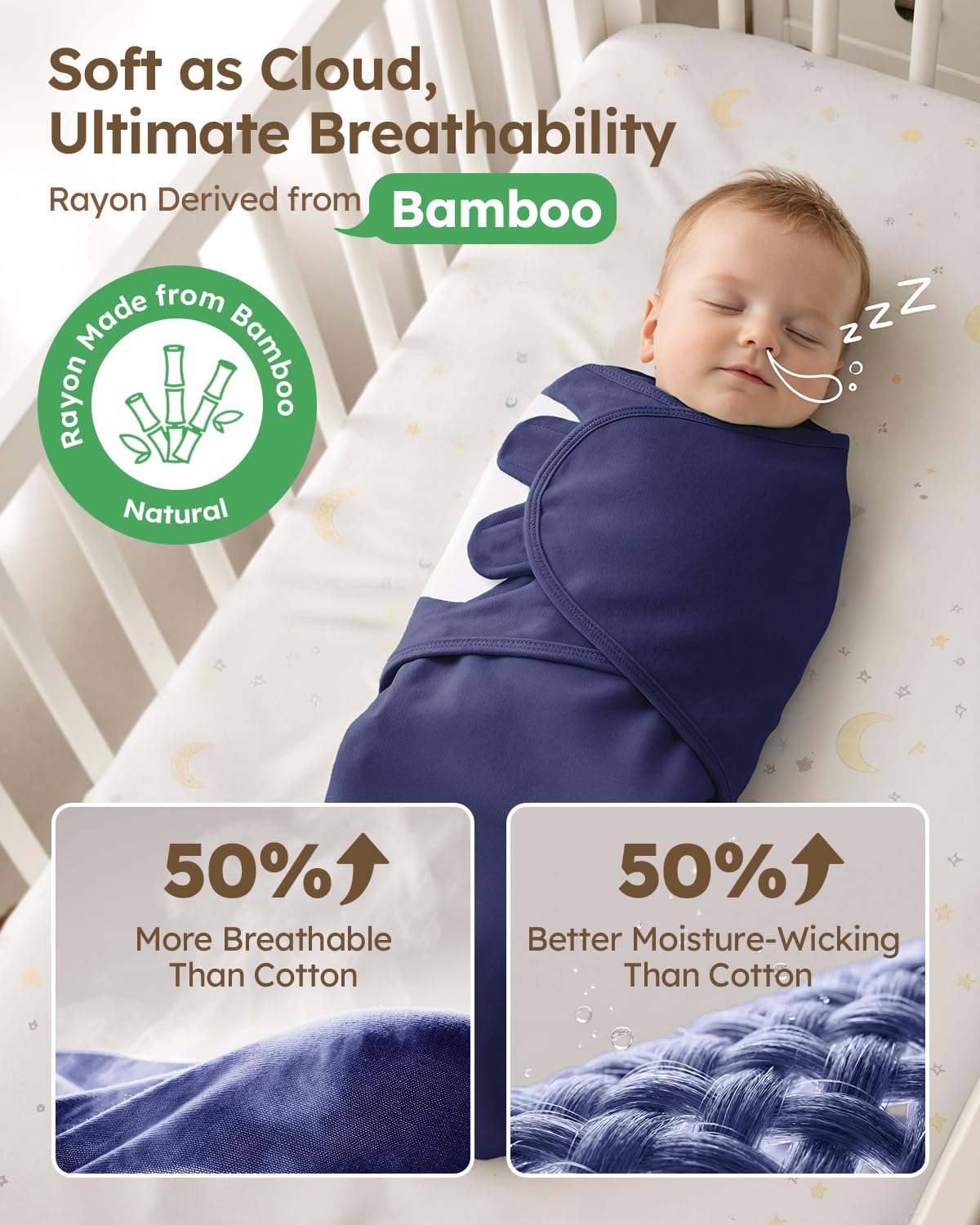 Yoofoss Baby Swaddle for Newborns 0–3 Months, Rayon Made from Bamboo Swaddle, Noiseless Closure Swaddle Sack, Soft Breathable & Durable Snug Fit