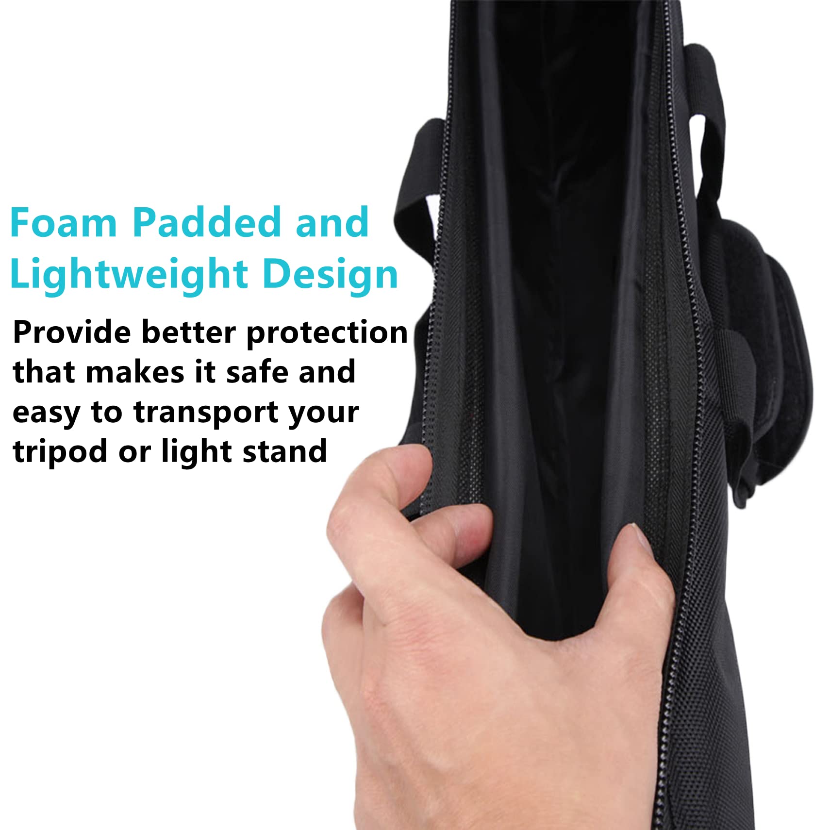 Selens Sac de transport pour trépied photo 100 x 20 cm - Sac de transport rembourré pour support C - Support de lumière - Support de fond - Trépied - Parapluie de studio - Lumière flash, Noir