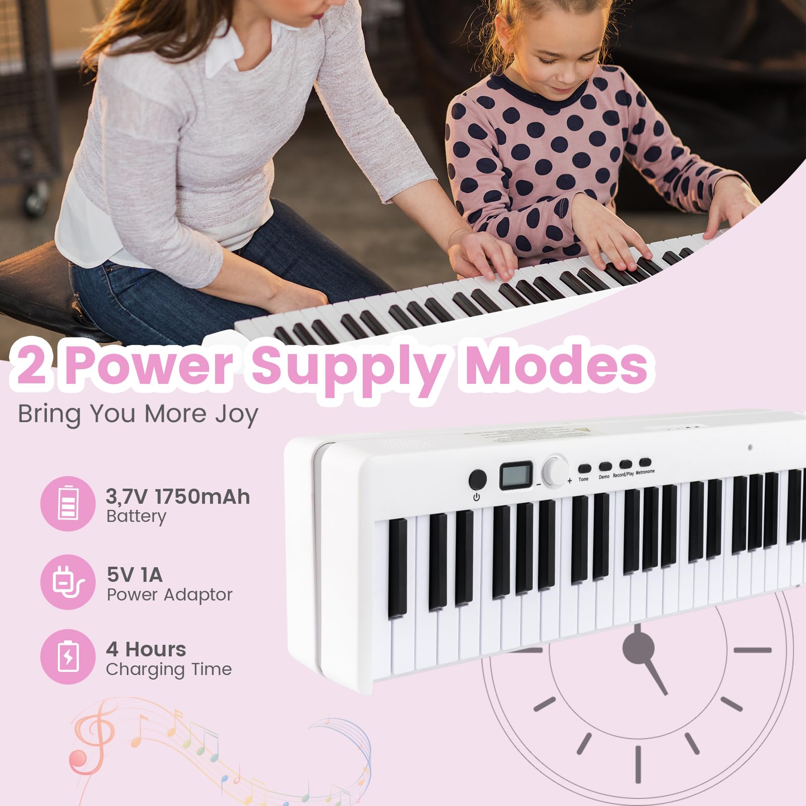 KOMFOTTEU Pianino cyfrowe, 88 klawiszy, wielofunkcyjna klawiatura do pianina elektronicznego, składana, pianino cyfrowe dla początkujących, z pedałem Sustain, 126 x 30 x 22,5 cm (biała)