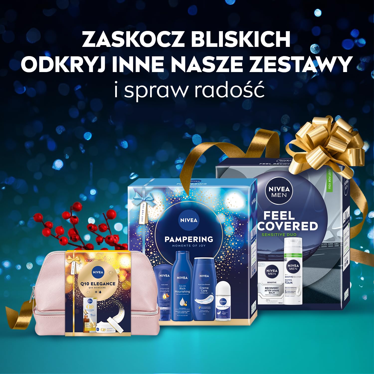 NIVEA Fresh Skin Świąteczny prezent - Zestaw kosmetyków dla kobiet do twarzy: dwufazowy płyn micelarny, krem nawilżający i pomadka do ust