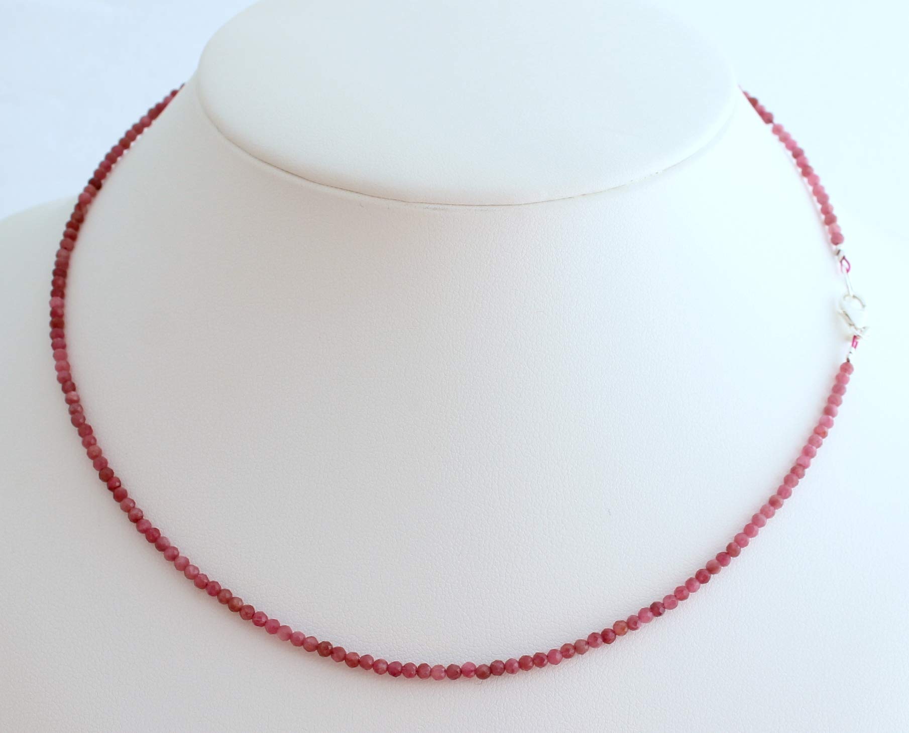 Rosa Turmalin Rubellit Kette Edelstein Fein- Geschlifen Facettierte kugel Collier ca. 44 cm lang