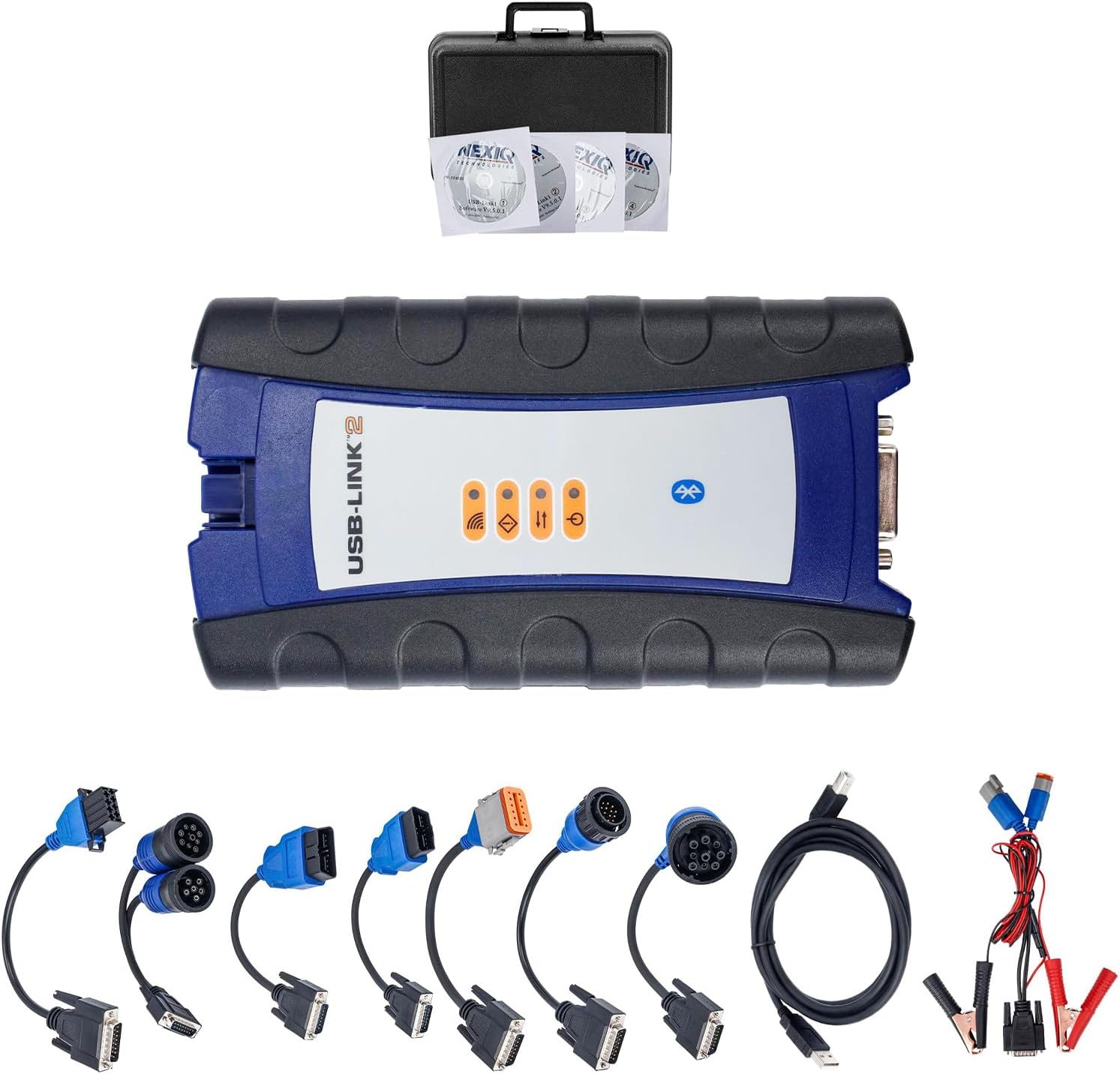 NEXIQ USB Link 2 Diesel Truck Diagnostic Tool, for NEXIQ 2 Heavy Duty Truck Scanner Diagnosis, USB-Link 2 with Bluetooth & USB Interface,Easy to Carry in a Box,125032 USBVersion