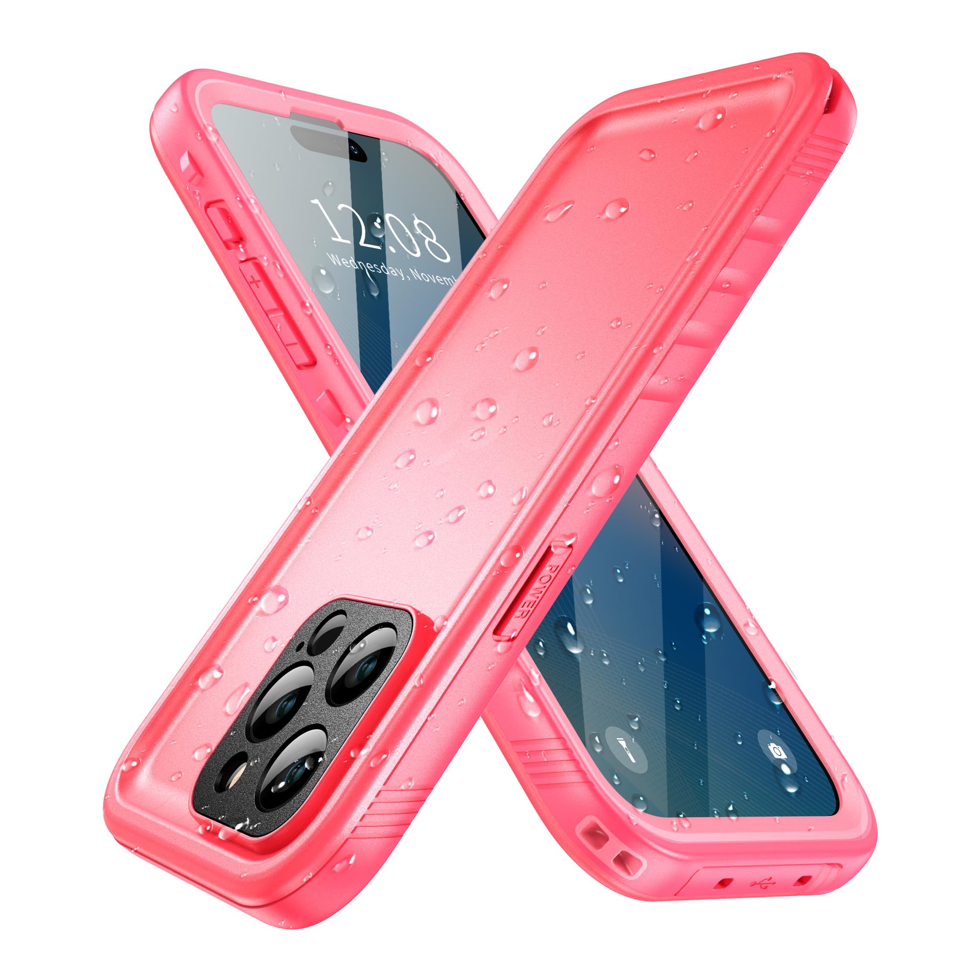 SPORTLINK for iPhone 14 Pro Max Waterproof Case - Built-in Shockproof Dustproof Screen Protector - IP68 Underwater/Military Dropproof/Full Body