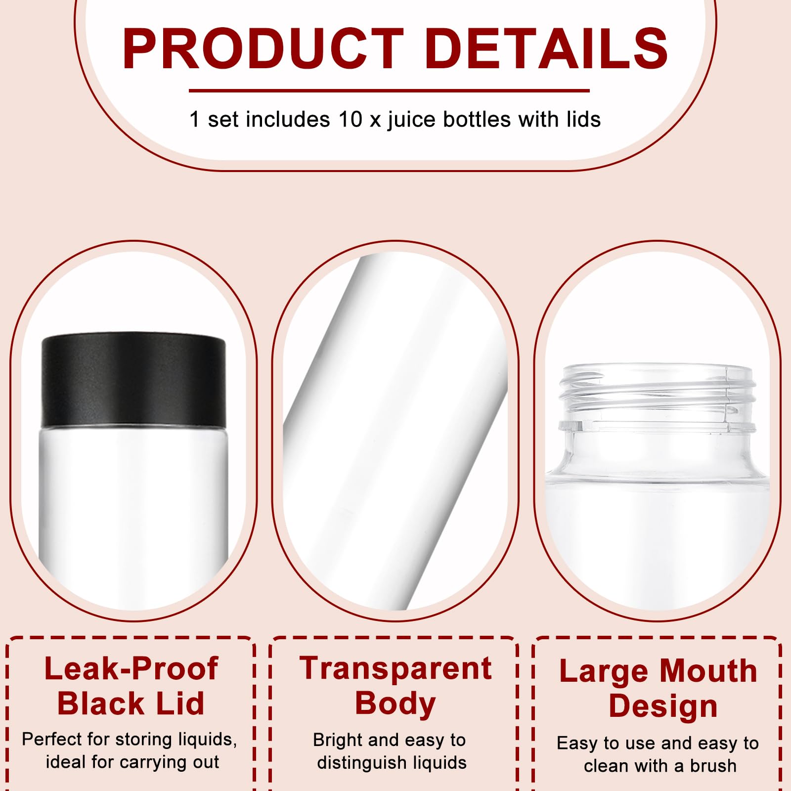 DAJAVE Lot de 18 Bouteilles Sensorielles 500 ML à Remplir en Plastique Réutilisables Transparentes pour Smoothie, Thé