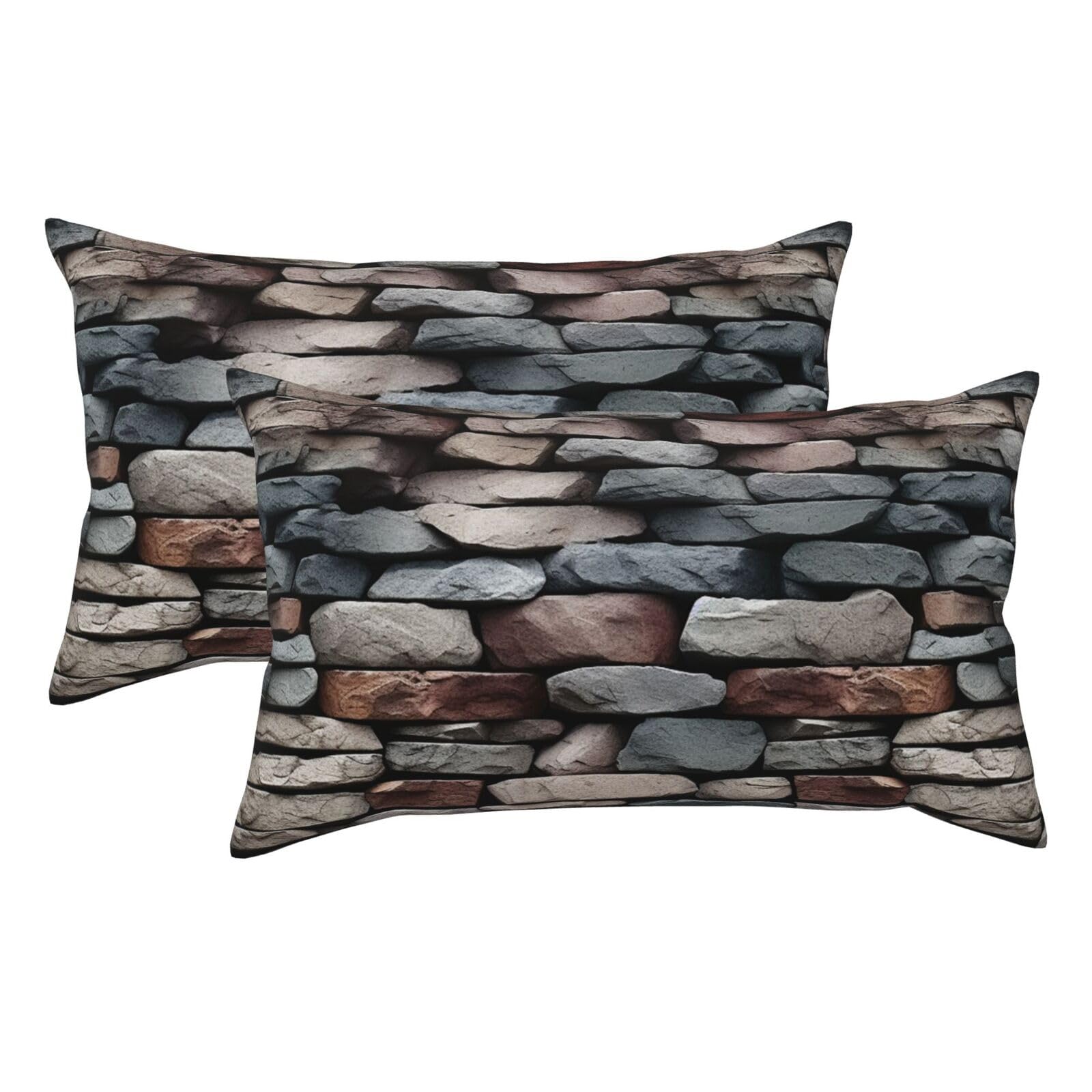 2 Pack King Size Pillow Cases for Hair and Skin Soft Breathable Pillow Case Covers with Hidden Zipper Stone Pillowcase 20x36 Inches Pillow Covers for Sleeping Gift