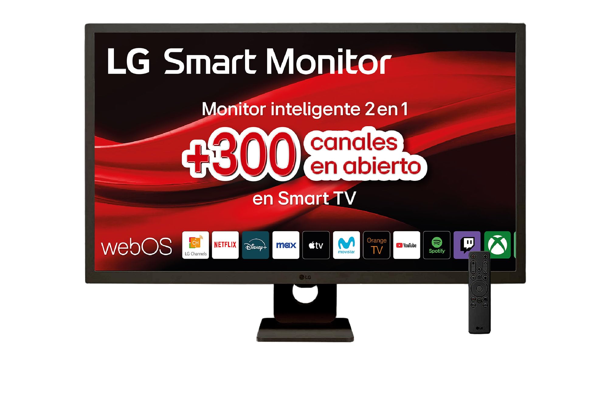 LG 32SR50F-B - Smart Monitor, 32", Pantalla IPS, 1920x1080, IPS, (16:9), webOS23, 250 nits, con Mando, Sin Cámara, Inclinación Ajustable, Negro